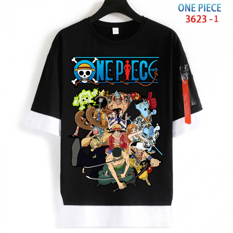 One Piece Cotton Crew Neck Fake Two-Piece Short Sleeve T-Shirt from S to 4XL HM-3623-1