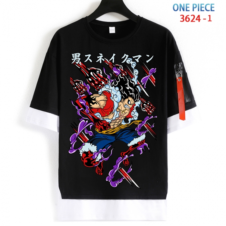 One Piece Cotton Crew Neck Fake Two-Piece Short Sleeve T-Shirt from S to 4XL HM-3624-1