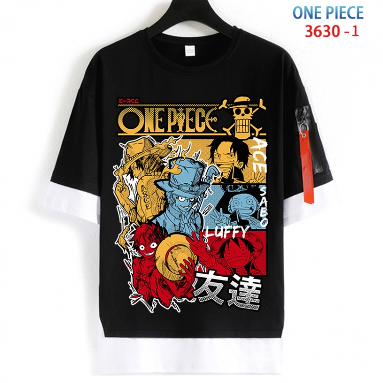 One Piece Cotton Crew Neck Fake Two-Piece Short Sleeve T-Shirt from S to 4XL HM-3630-1