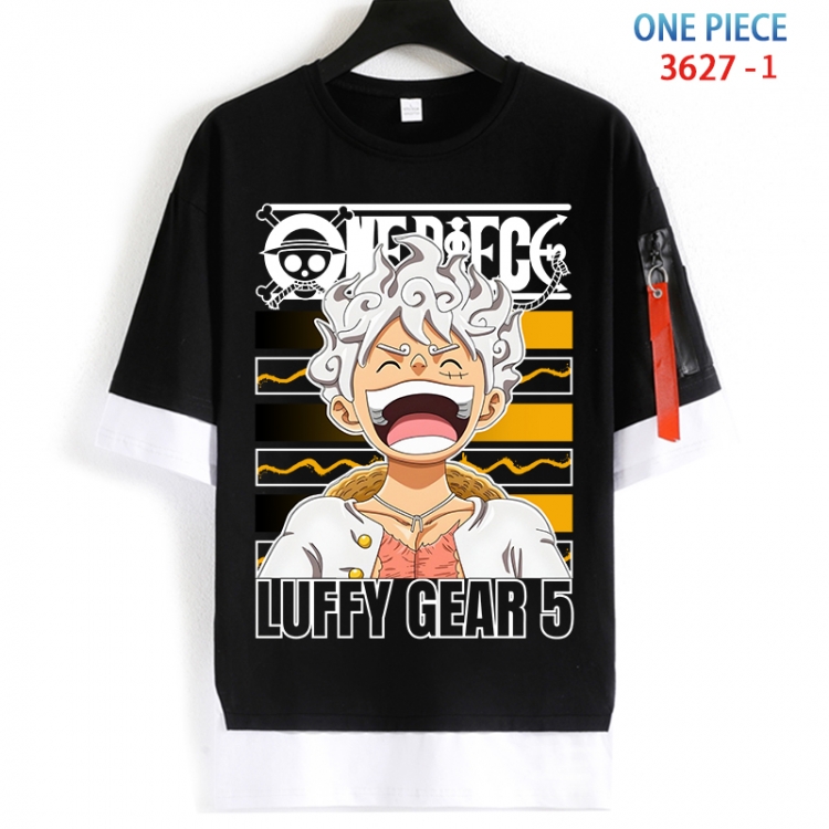 One Piece Cotton Crew Neck Fake Two-Piece Short Sleeve T-Shirt from S to 4XL HM-3627-1