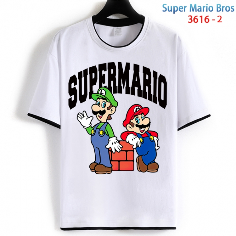 Super Mario Cotton crew neck black and white trim short-sleeved T-shirt from S to 4XL  HM-3616-2