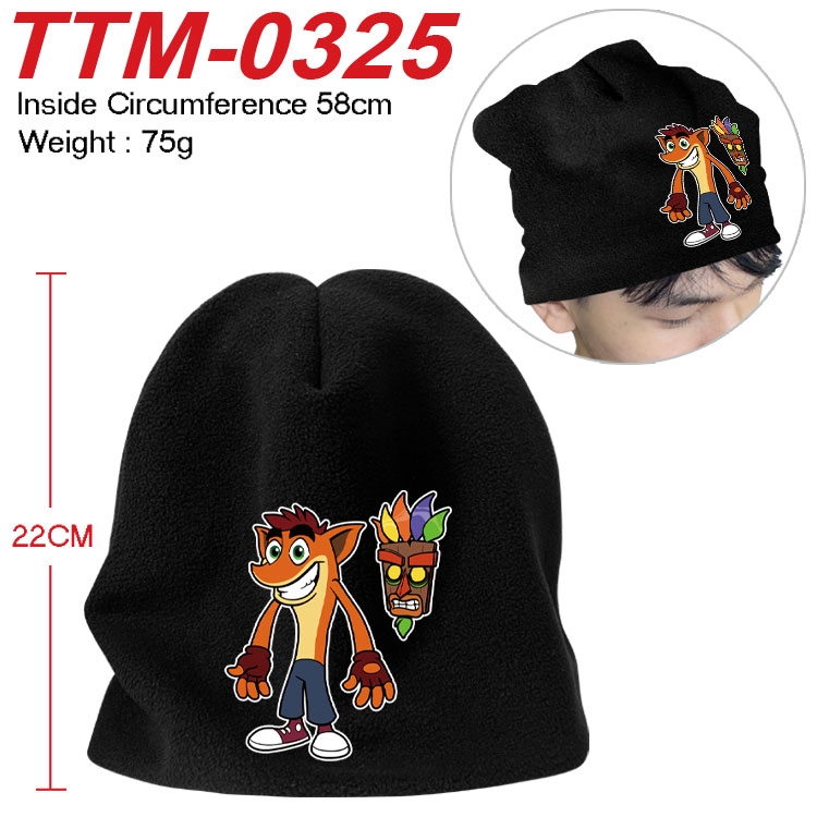 Crash bandicoot Printed plush cotton hat with a hat circumference of 58cm (adult size)  TTM-0325