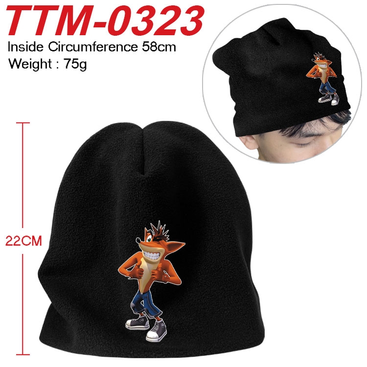 Crash bandicoot Printed plush cotton hat with a hat circumference of 58cm (adult size)  TTM-0325