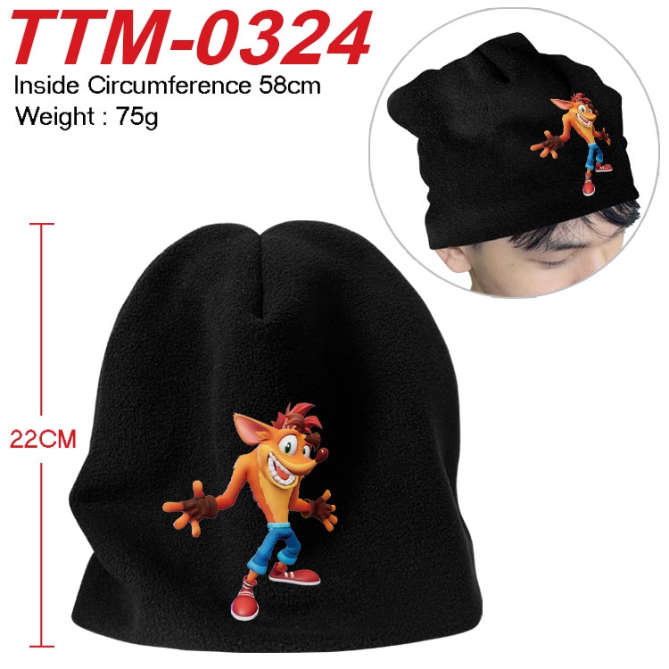 Crash bandicoot Printed plush cotton hat with a hat circumference of 58cm (adult size) TTM-0324