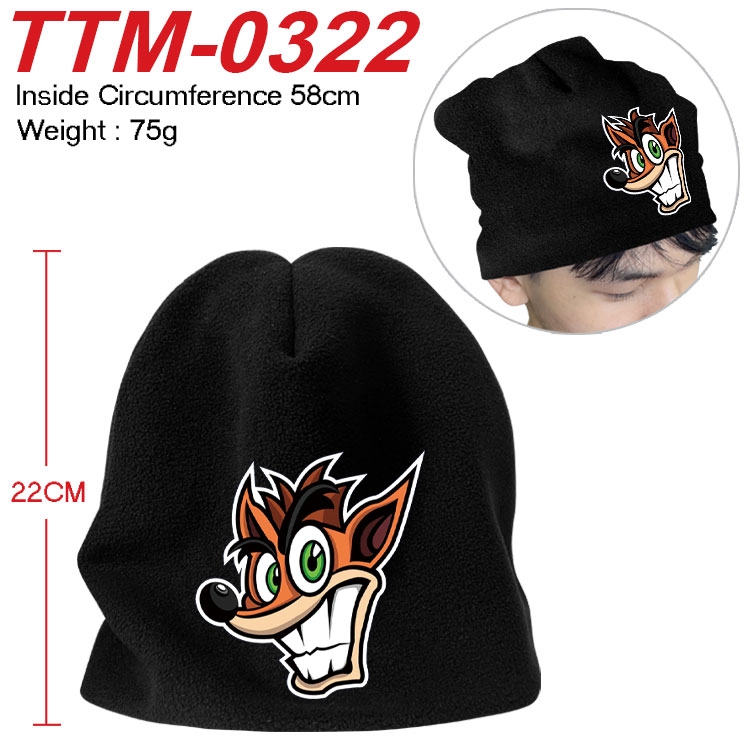 Crash bandicoot Printed plush cotton hat with a hat circumference of 58cm (adult size)  TTM-0322