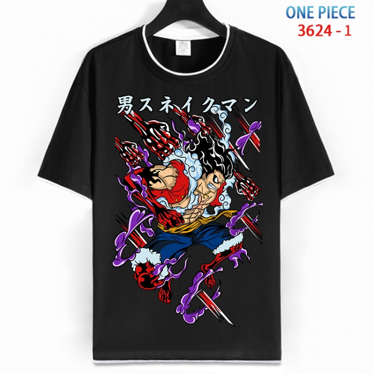 One Piece Cotton crew neck black and white trim short-sleeved T-shirt from S to 4XL HM-3624-1