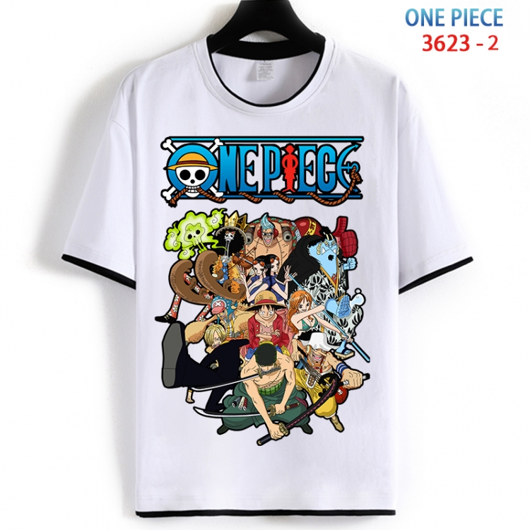 One Piece Cotton crew neck black and white trim short-sleeved T-shirt from S to 4XL  HM-3623-2