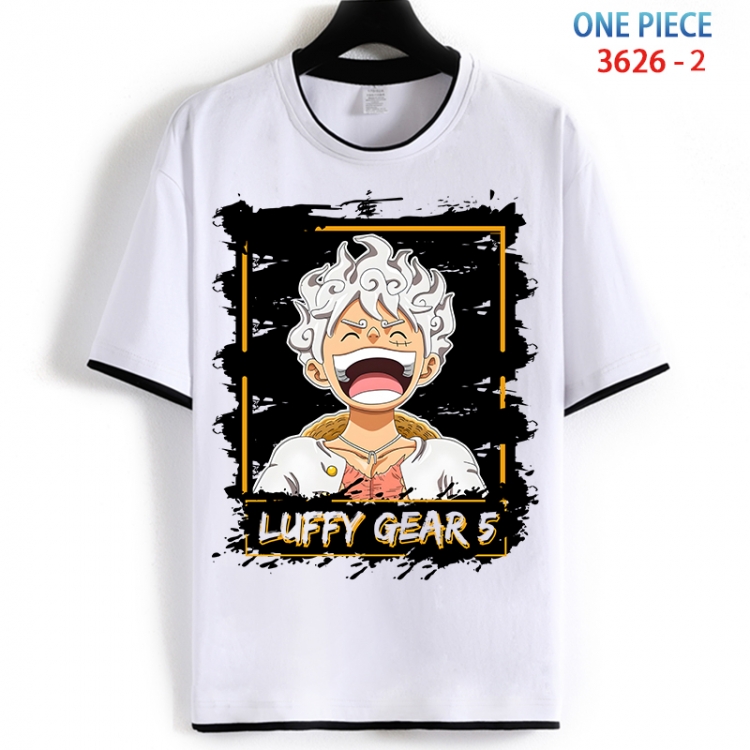 One Piece Cotton crew neck black and white trim short-sleeved T-shirt from S to 4XL HM-3626-2