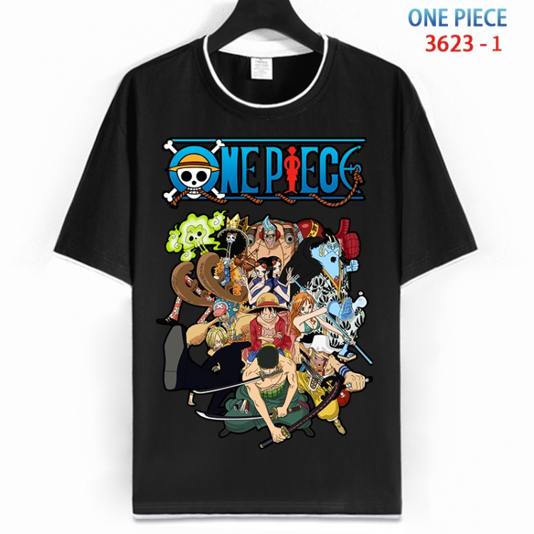 One Piece Cotton crew neck black and white trim short-sleeved T-shirt from S to 4XL  HM-3623-1