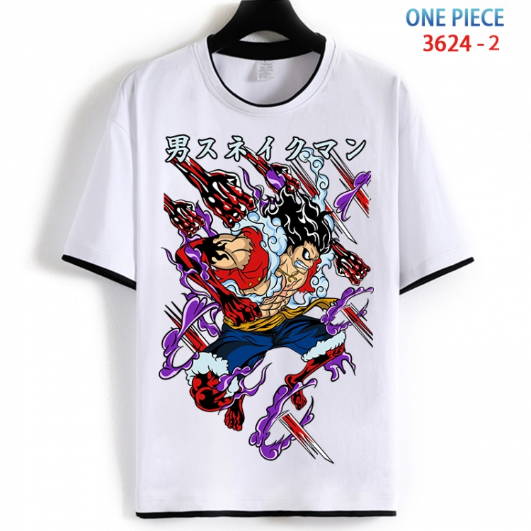 One Piece Cotton crew neck black and white trim short-sleeved T-shirt from S to 4XL  HM-3624-2
