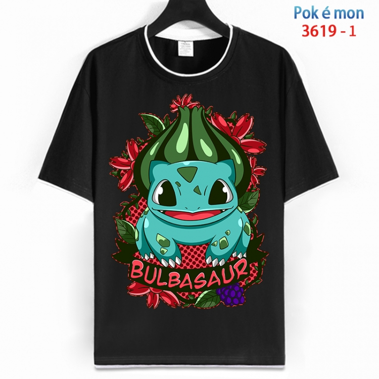 Pokemon Cotton crew neck black and white trim short-sleeved T-shirt from S to 4XL HM-3619-1