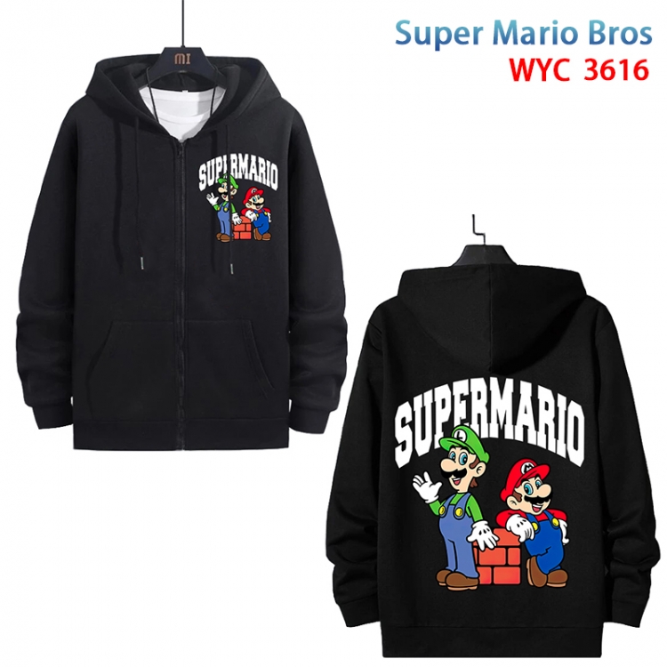 Super Mario Anime cotton zipper patch pocket sweater from S to 3XL WYC-3616-3
