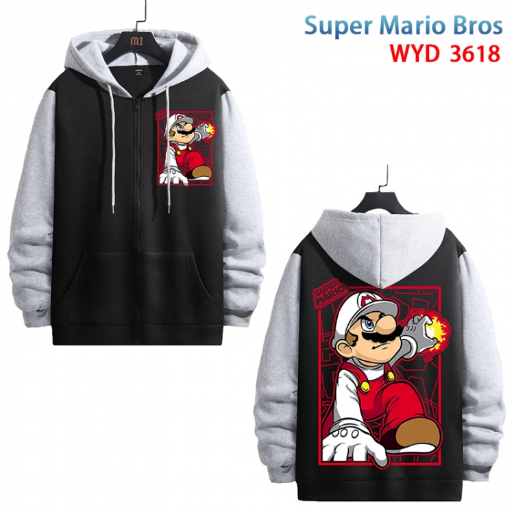 Super Mario Anime cotton zipper patch pocket sweater from S to 3XL WYD-3618-3