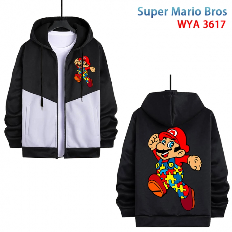 Super Mario Anime cotton zipper patch pocket sweater from S to 3XL  WYA-3617-3