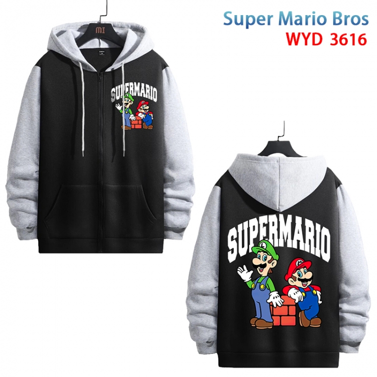 Super Mario Anime cotton zipper patch pocket sweater from S to 3XL WYD-3616-3
