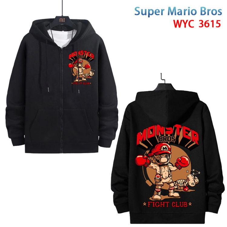 Super Mario Anime cotton zipper patch pocket sweater from S to 3XL WYC-3615-3