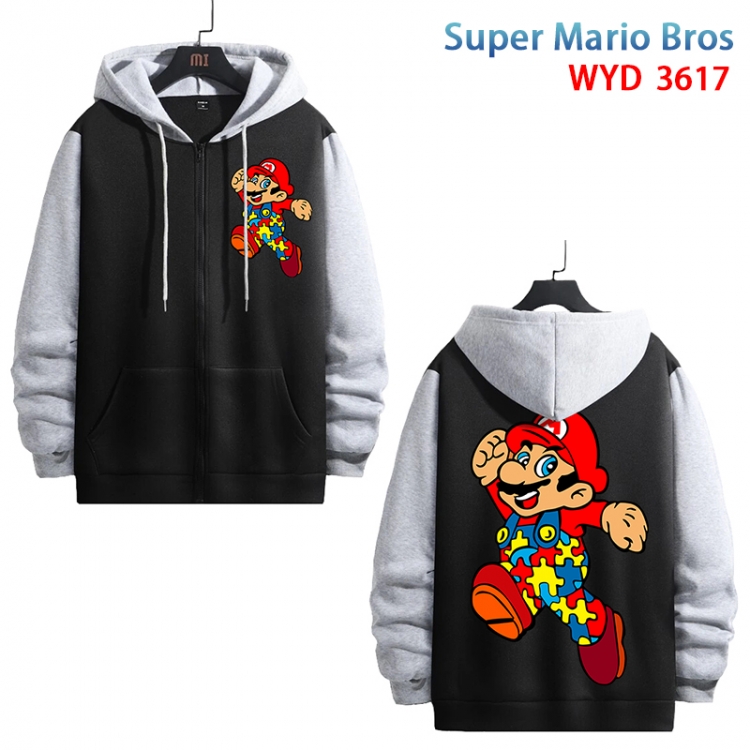 Super Mario Anime cotton zipper patch pocket sweater from S to 3XL WYD-3617-3