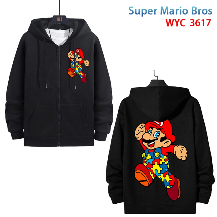 Super Mario Anime cotton zipper patch pocket sweater from S to 3XL WYC-3617-3