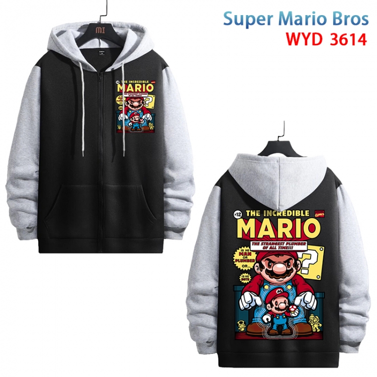 Super Mario Anime cotton zipper patch pocket sweater from S to 3XL WYD-3614-3