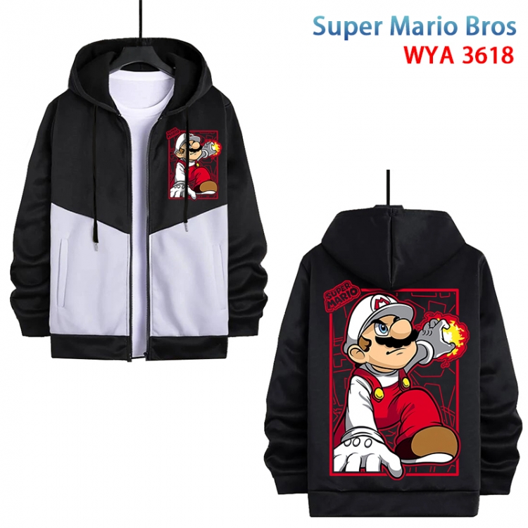 Super Mario Anime cotton zipper patch pocket sweater from S to 3XL WYA-3618-3