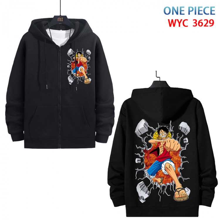 One Piece Anime cotton zipper patch pocket sweater from S to 3XL WYC-3629-3