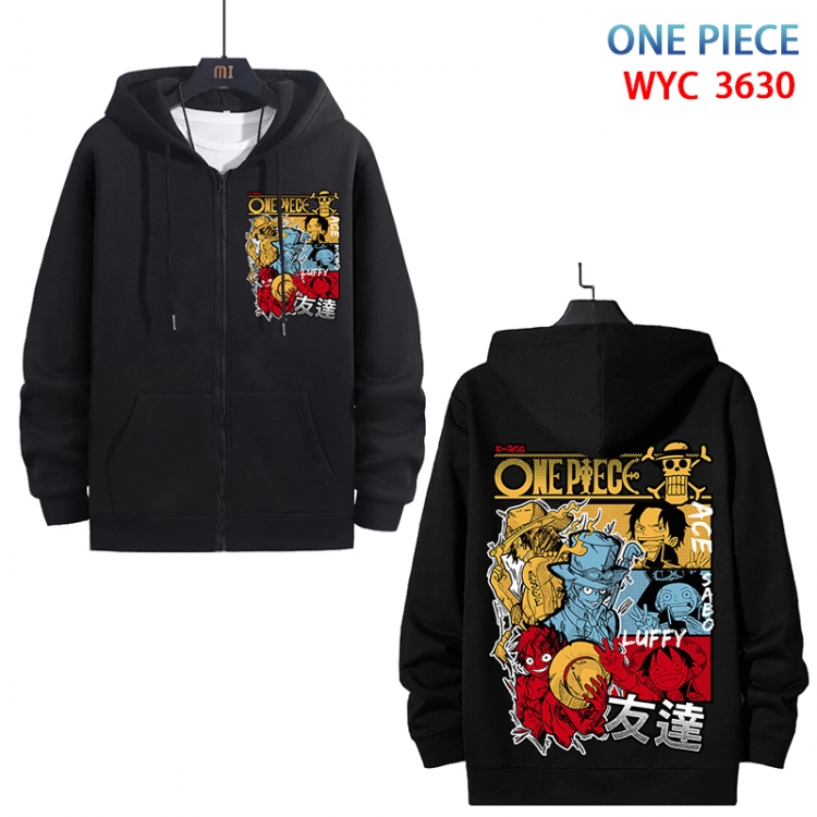 One Piece Anime cotton zipper patch pocket sweater from S to 3XL WYC-3630-3