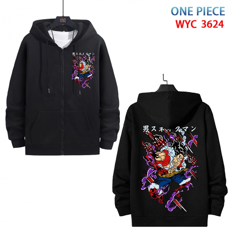 One Piece Anime cotton zipper patch pocket sweater from S to 3XL WYC-3624-3