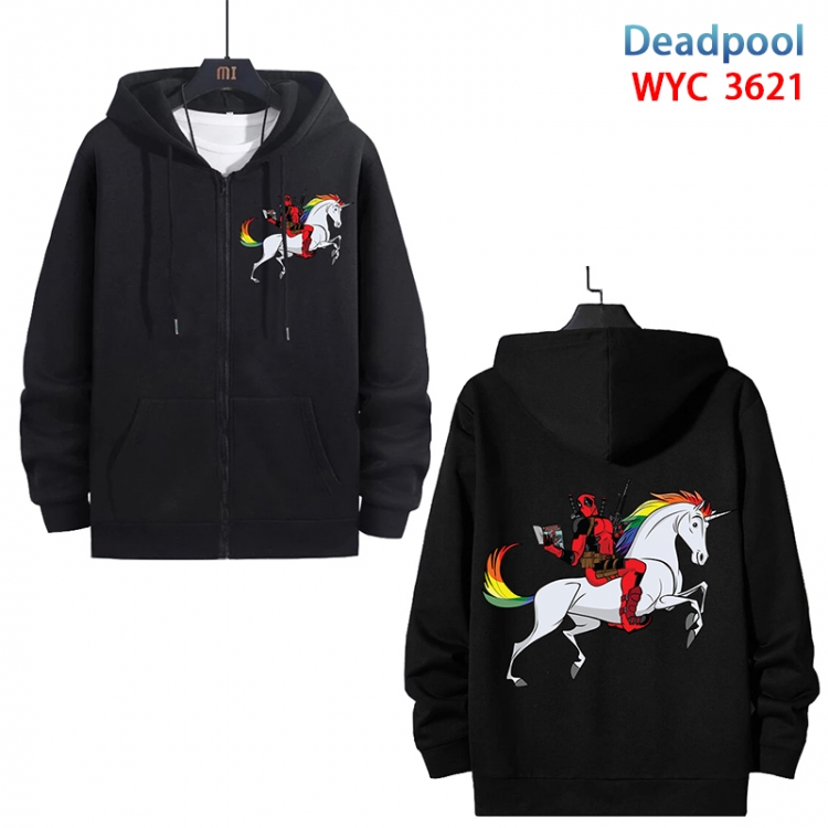 Deadpool Anime cotton zipper patch pocket sweater from S to 3XL WYC-3621-3