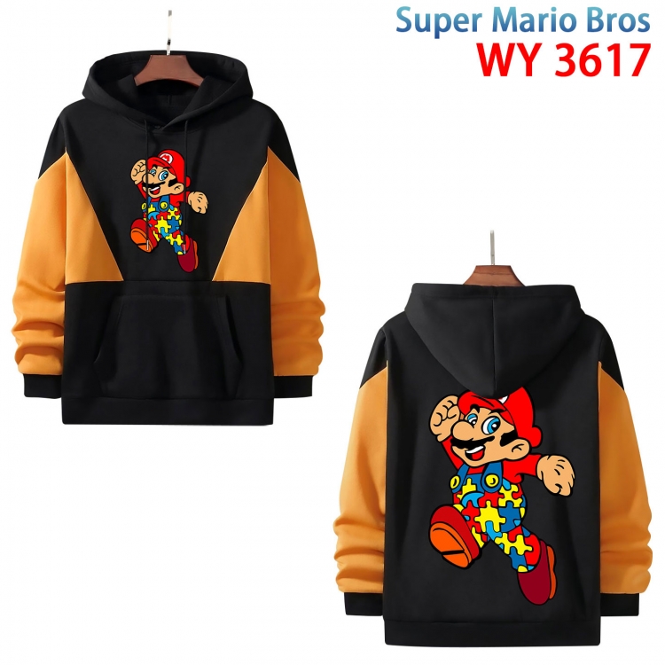 Super Mario Anime color contrast patch pocket sweater from XS to 4XL WY-3617-3