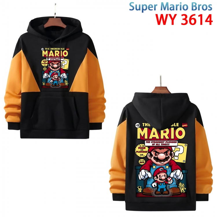 Super Mario Anime color contrast patch pocket sweater from XS to 4XL WY-3614-3