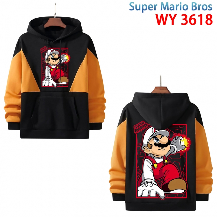 Super Mario Anime color contrast patch pocket sweater from XS to 4XL  WY-3618-3