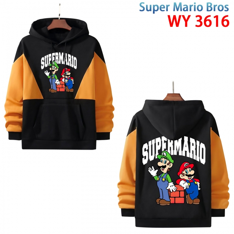 Super Mario Anime color contrast patch pocket sweater from XS to 4XL WY-3616-3