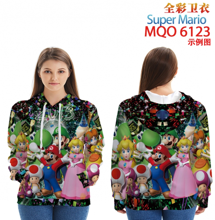 Super Mario Long Sleeve Hooded Full Color Patch Pocket Sweatshirt from XXS to 4XL MQO 6123