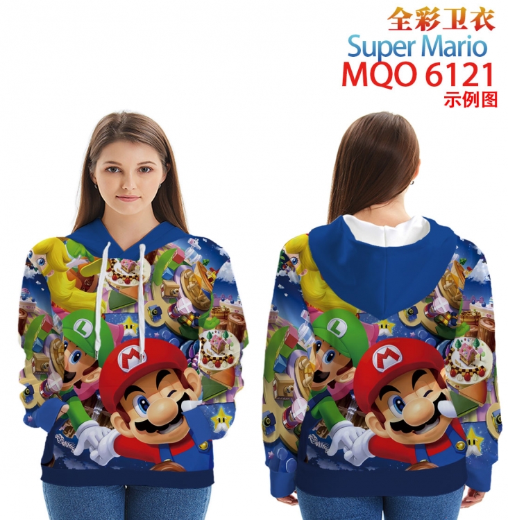 Super Mario Long Sleeve Hooded Full Color Patch Pocket Sweatshirt from XXS to 4XL MQO 6121