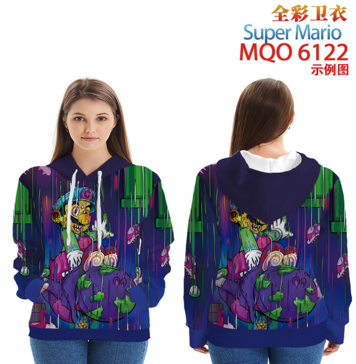 Super Mario Long Sleeve Hooded Full Color Patch Pocket Sweatshirt from XXS to 4XL  MQO 6122