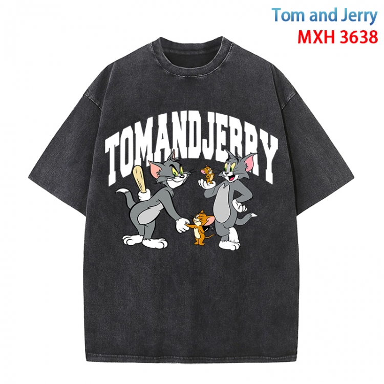 Tom and Jerry Anime peripheral pure cotton washed and worn T-shirt from S to 4XL  MXH-3638