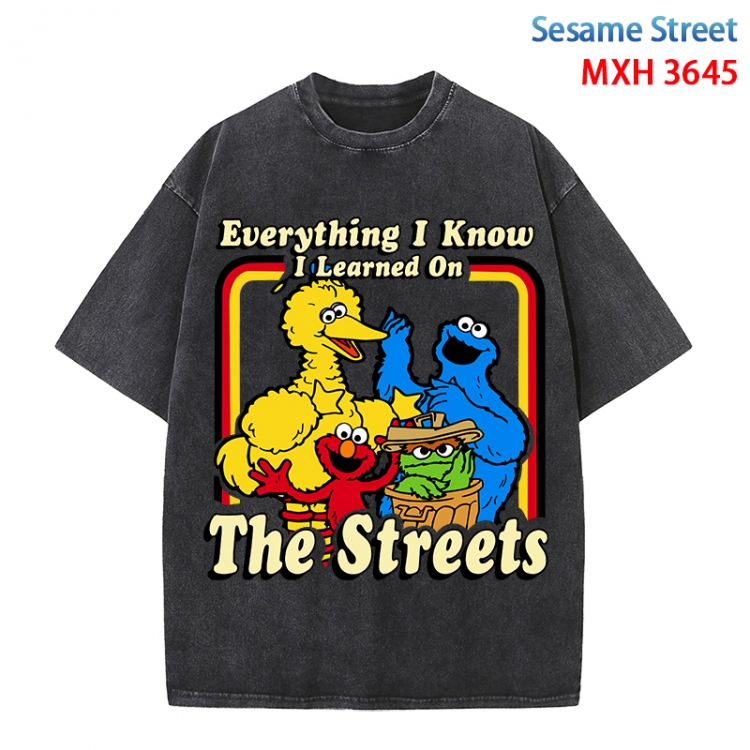 sesame street Anime peripheral pure cotton washed and worn T-shirt from S to 4XL  MXH-3645