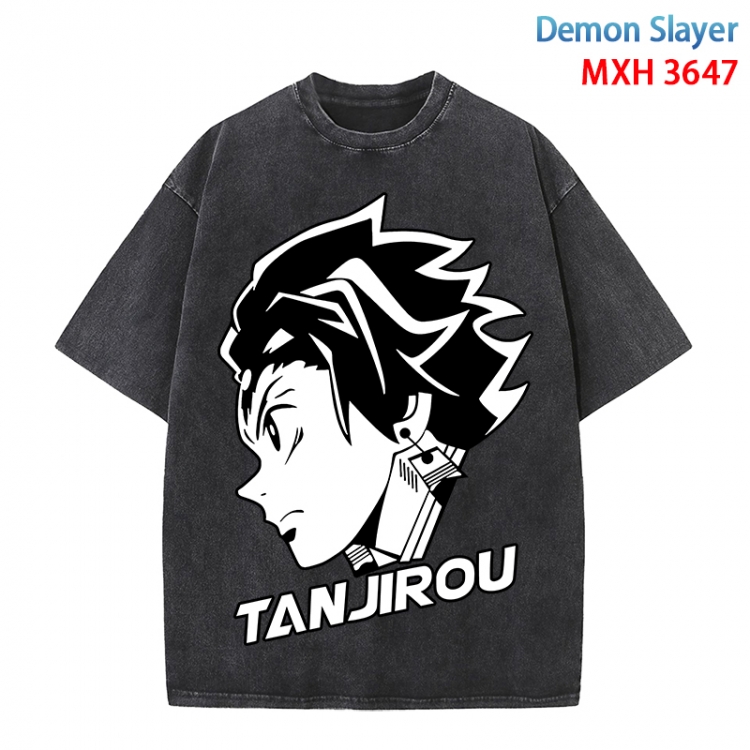 Demon Slayer Kimets Anime peripheral pure cotton washed and worn T-shirt from S to 4XL MXH-3647