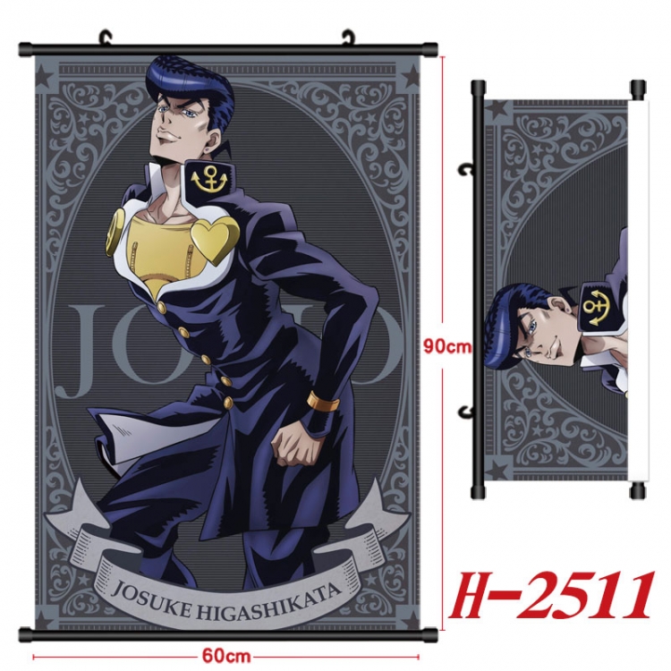 JoJos Bizarre Adventure Anime Black Plastic Rod Canvas Painting Wall Scroll 60X90CM