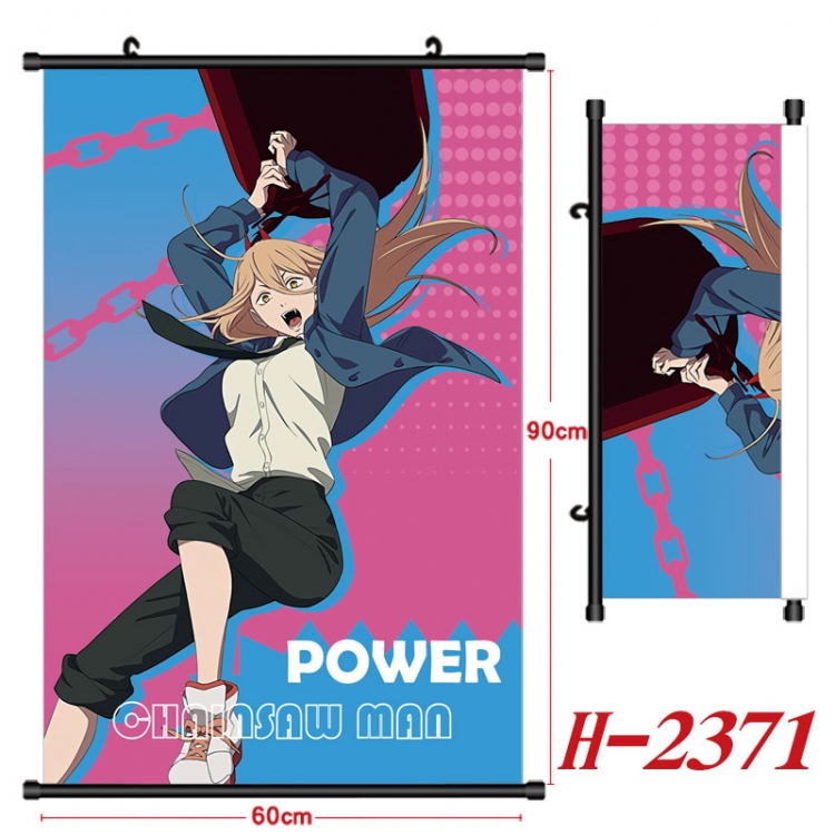 Chainsaw man Anime Black Plastic Rod Canvas Painting Wall Scroll 60X90CM  H-2371