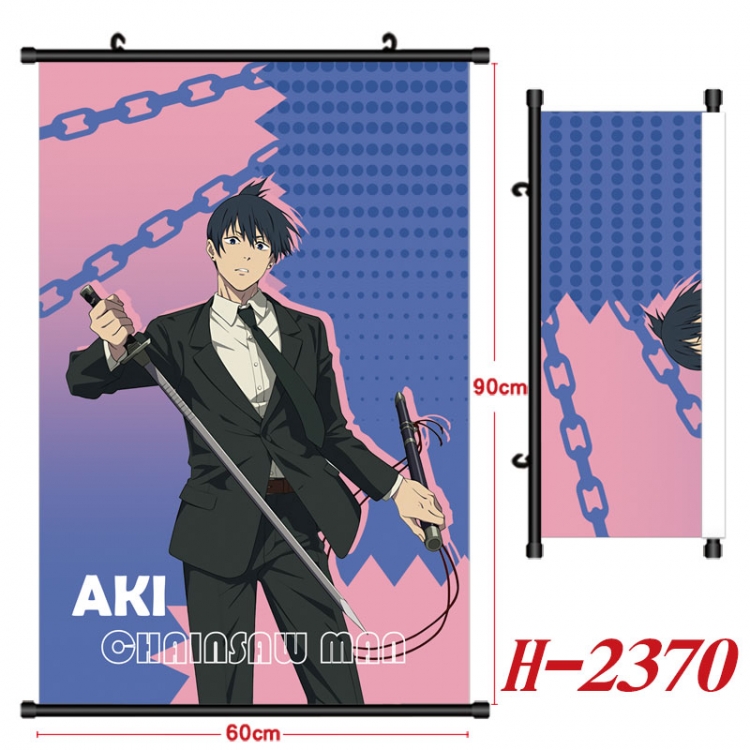 Chainsaw man Anime Black Plastic Rod Canvas Painting Wall Scroll 60X90CM  H-2370