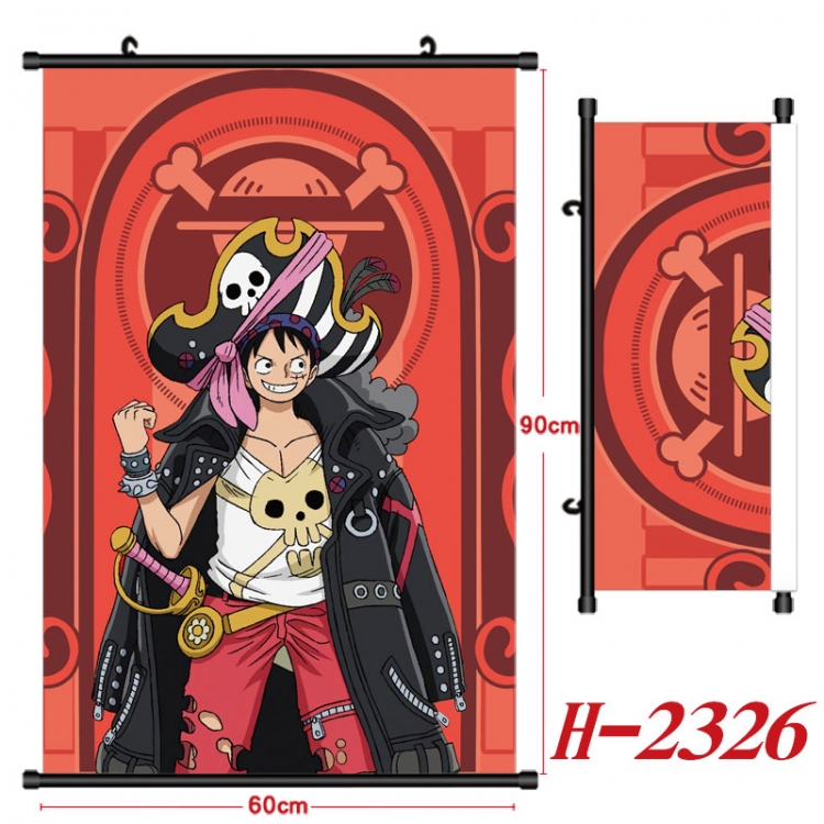 One Piece Anime Black Plastic Rod Canvas Painting Wall Scroll 60X90CM  H-2326