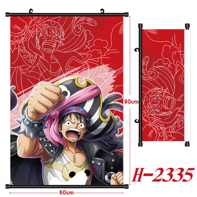 One Piece Anime Black Plastic Rod Canvas Painting Wall Scroll 60X90CM  H-2335
