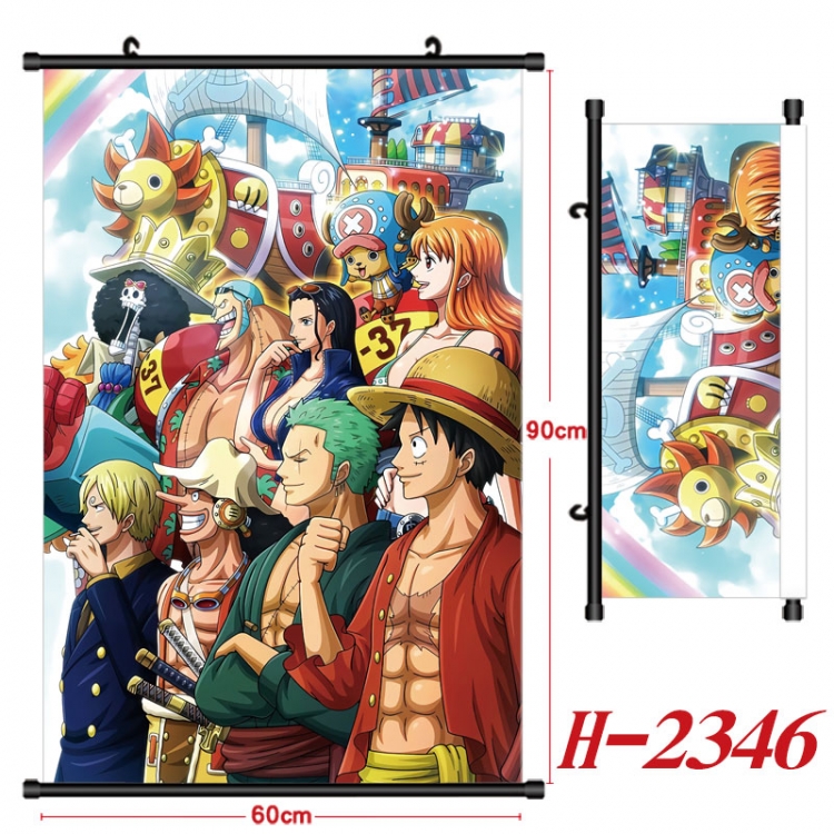 One Piece Anime Black Plastic Rod Canvas Painting Wall Scroll 60X90CM H-2346