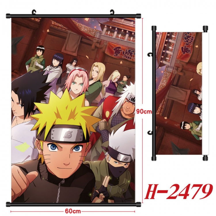 Naruto Anime Black Plastic Rod Canvas Painting Wall Scroll 60X90CM  H-2479