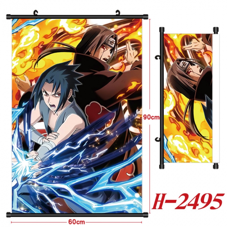 Naruto Anime Black Plastic Rod Canvas Painting Wall Scroll 60X90CM H-2495
