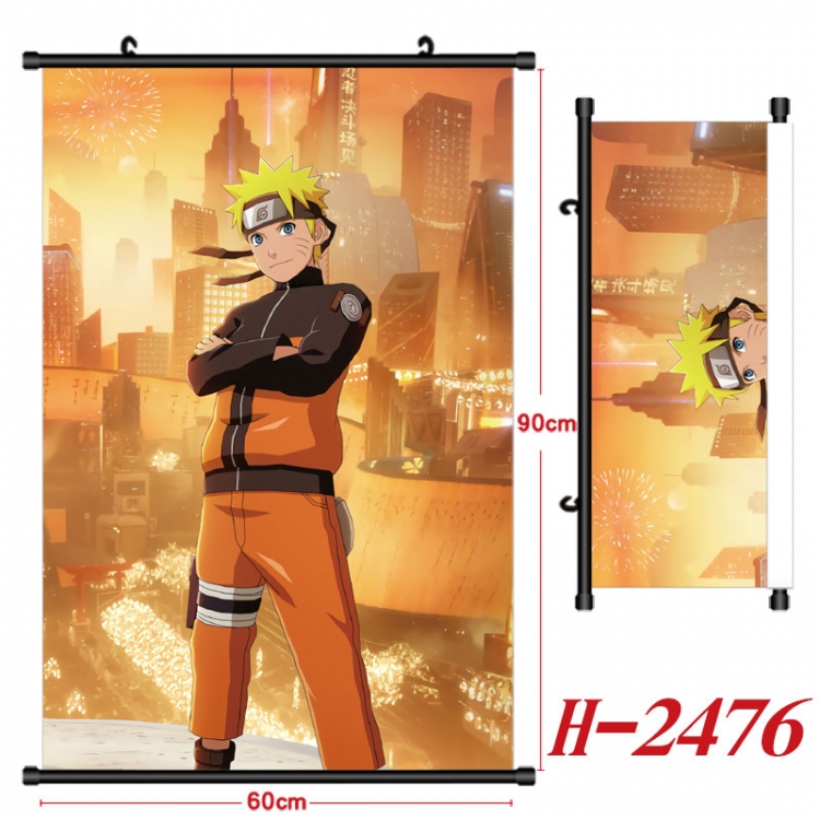 Naruto Anime Black Plastic Rod Canvas Painting Wall Scroll 60X90CM H-2476