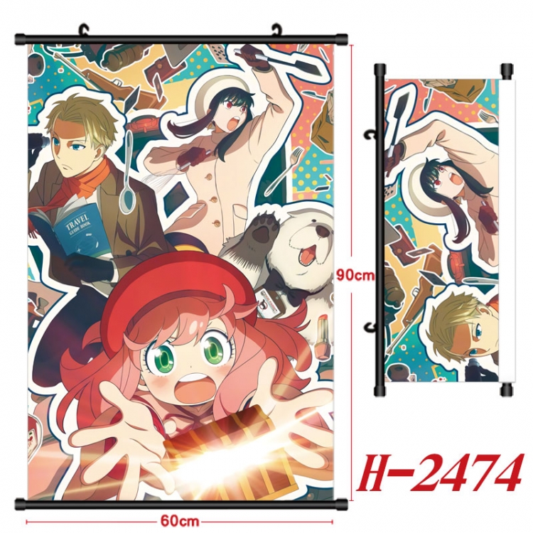 SPY×FAMILY Anime Black Plastic Rod Canvas Painting Wall Scroll 60X90CM  H-2474
