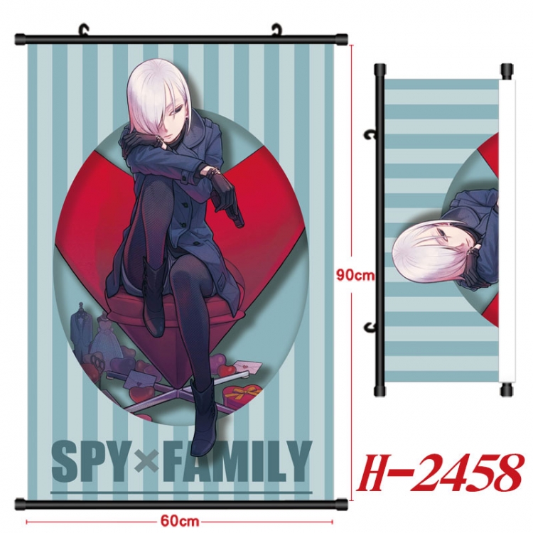SPY×FAMILY Anime Black Plastic Rod Canvas Painting Wall Scroll 60X90CM H-2458