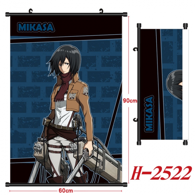 Shingeki no Kyojin Anime Black Plastic Rod Canvas Painting Wall Scroll 60X90CM  H-2522